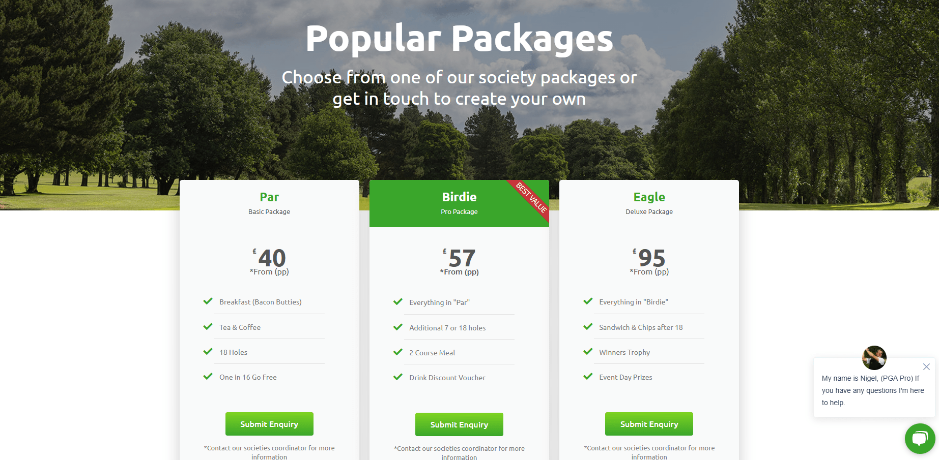 chapel golf club societies banner image